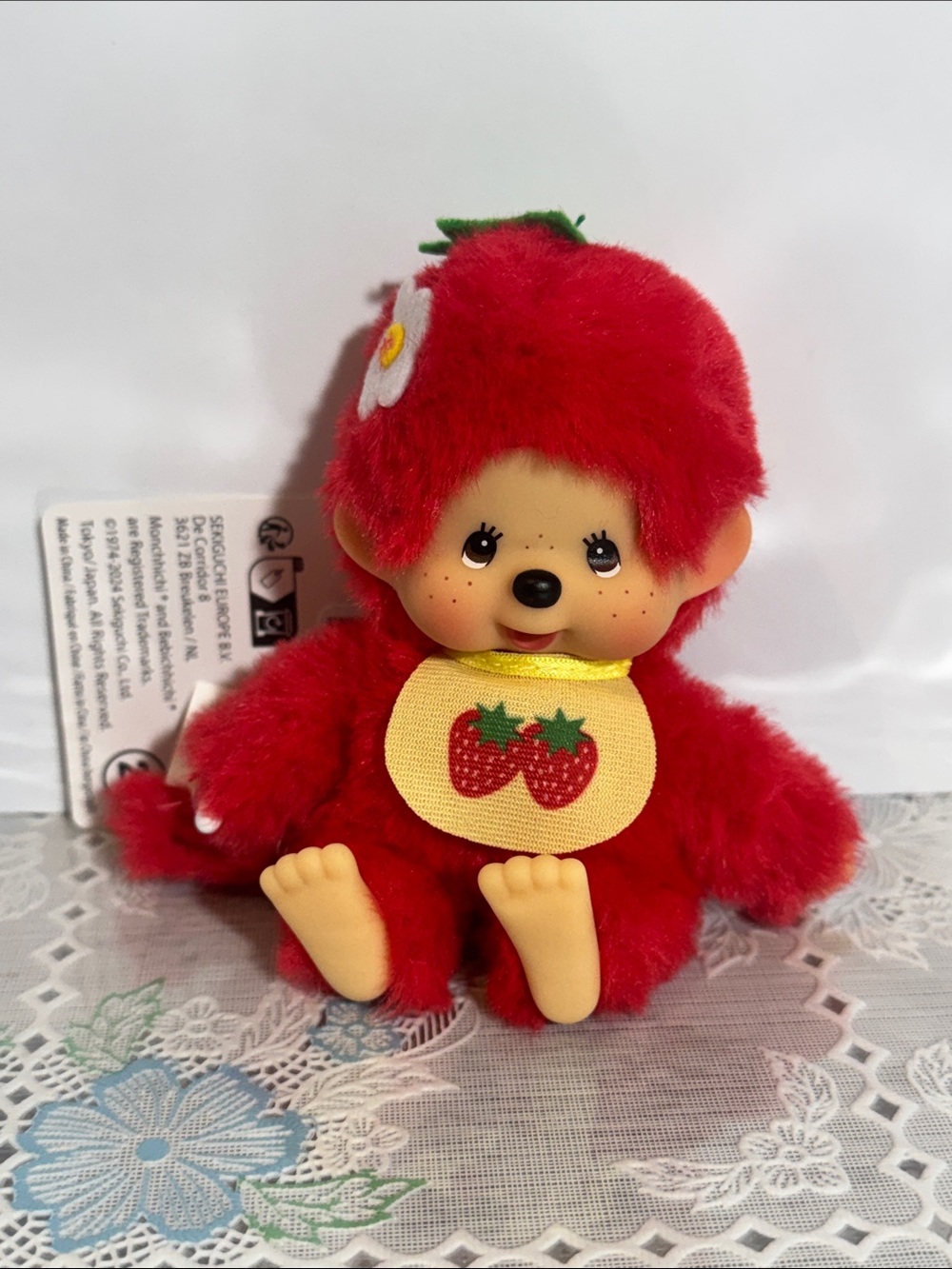 Monchhichi Mascot Sekiguchi STRAWBERRY Fruit Colors 5 inch Plush Doll